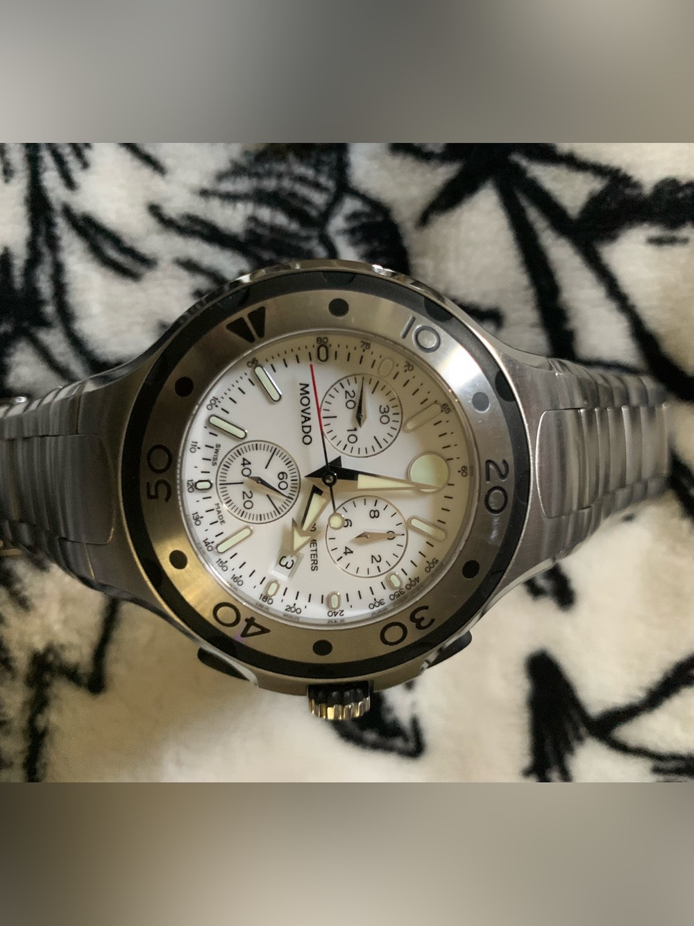 Movado Men’s Stainless Steel Chronograph Watch - White Dial, Silver Bracelet